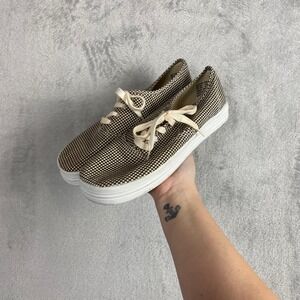 Vintage Cherokee 8 Platform Sneakers Gingham Brown Cream Lace Up Low Top Shoes